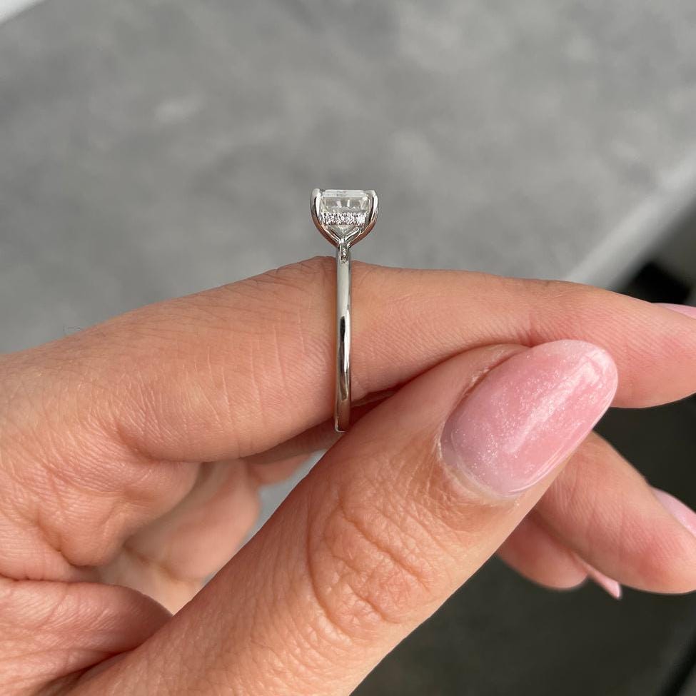 2.10tcw Emerald Lab Diamond East-West Hidden Halo Ring | IGI Certified | White Gold