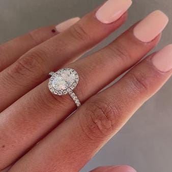 Oval 2.70tcw Lab Grown Diamond Halo Engagement Ring | IGI Certified | AntiqueCut