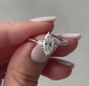 Marquise 2.5tcw Lab Grown Diamond Three Stone Engagement ring, EF color, VS clarity
