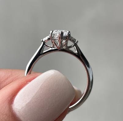 Marquise 2.5tcw Lab Grown Diamond Three Stone Engagement ring, EF color, VS clarity