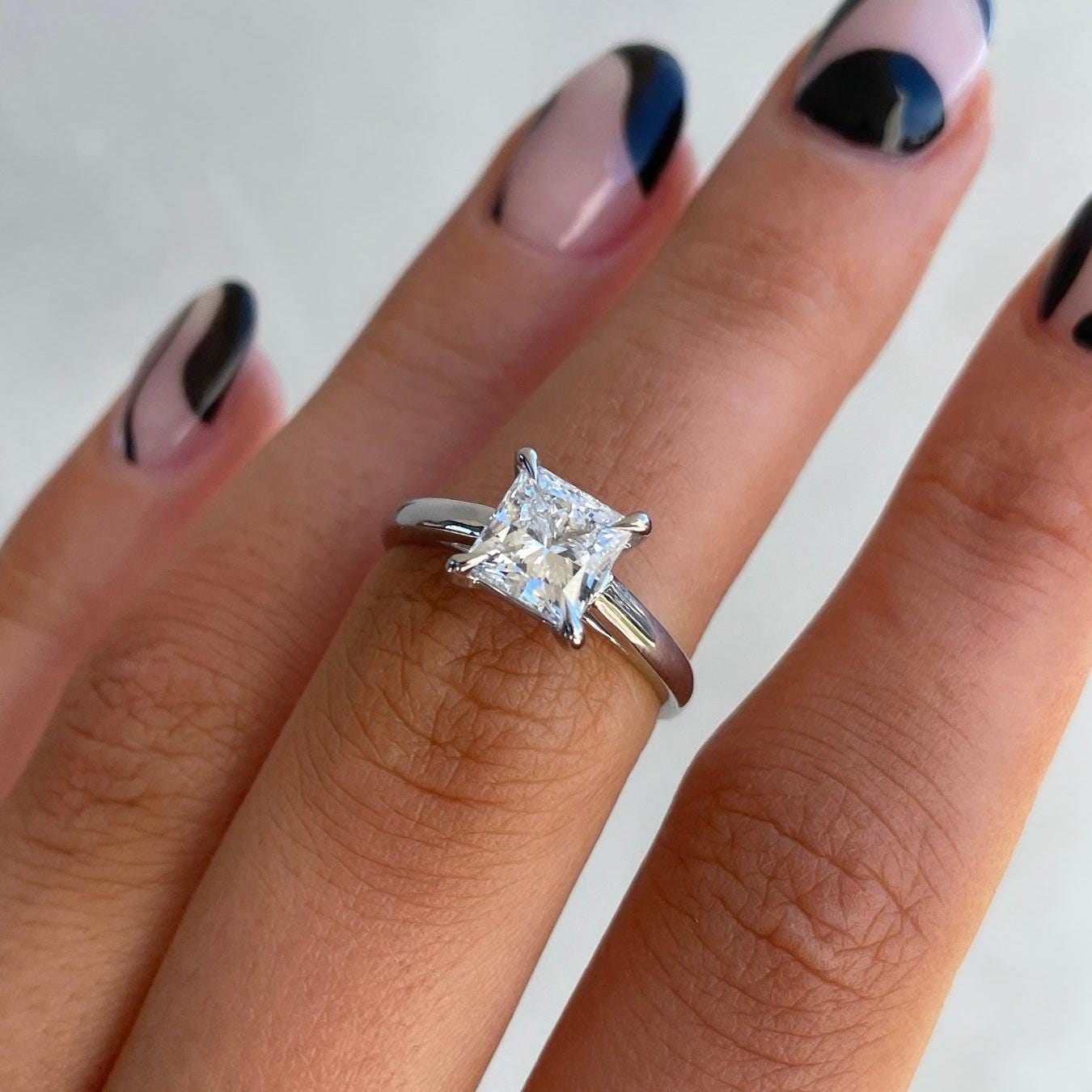 1.50ct Princess Lab Grown Diamond Solitaire Engagement Ring | IGI Certified | White Gold