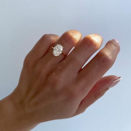 Oval 2.60tcw Lab Grown Diamond Hidden Halo Cathedral Style Engagement Ring, EF Color, VS Clarity