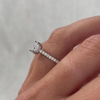 Princess 1.40tcw Lab Grown Diamond Pave Hidden Halo Engagement diamond ring, EF Color, VS Clarity