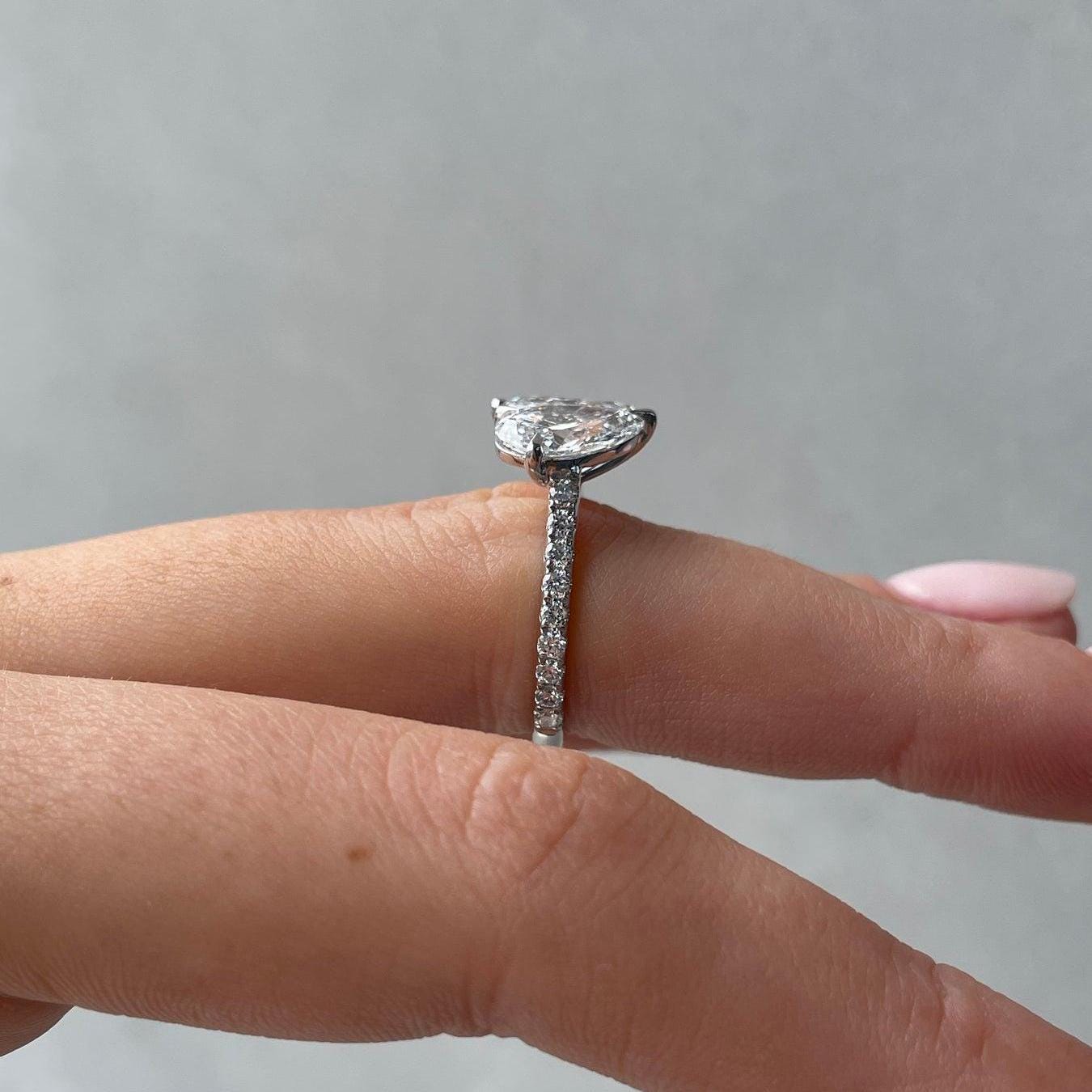 Pear & Marquise 2.8tcw Lab Grown Diamond Engagement Ring, EF Color, VS Clarity - AntiqueCut