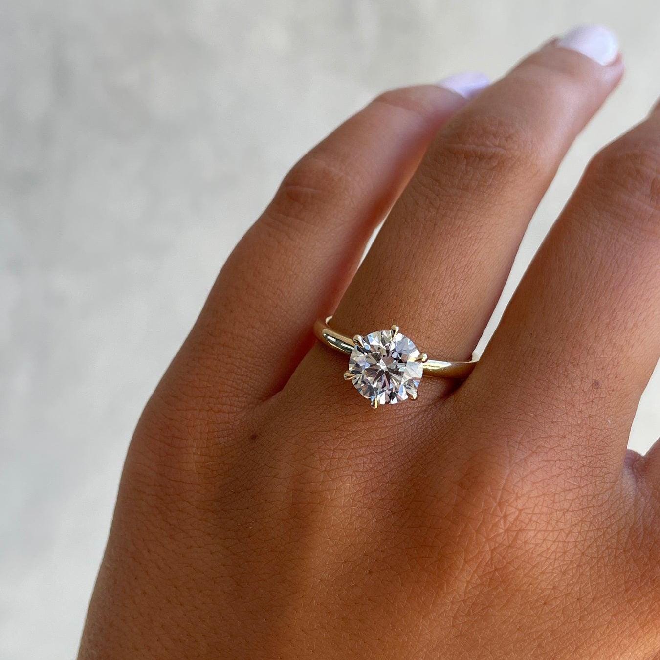 2.00ct Round Lab Diamond Six-Claw Solitaire Engagement Ring | IGI Certified | Yellow Gold