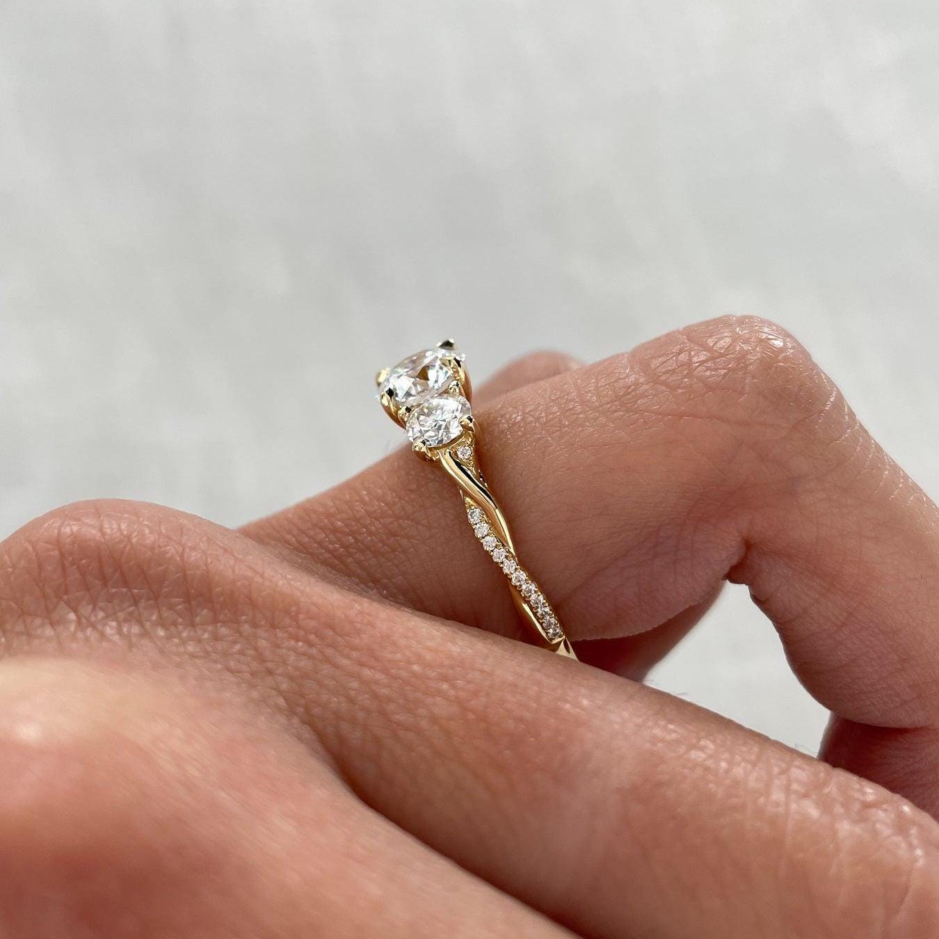 2.50tcw Round Lab Diamond Three Stone Twisted Band Ring | IGI Certified | D-E-F Color