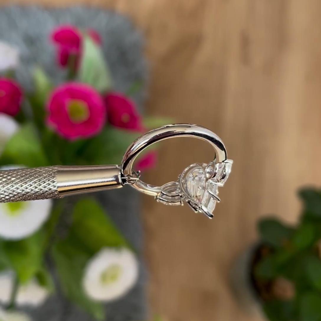 Pear 4.00tcw Lab Grown Diamond, EF Color, VS Clarity, Three Stone Engagement Ring