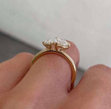 Double Pear 1.50ct Lab Grown Diamond Toi et moi Engagement Ring, DEF Color, VVS-VS Clarity