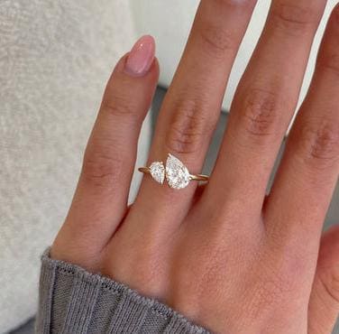 Double Pear 1.50ct Lab Grown Diamond Toi et moi Engagement Ring, DEF Color, VVS-VS Clarity