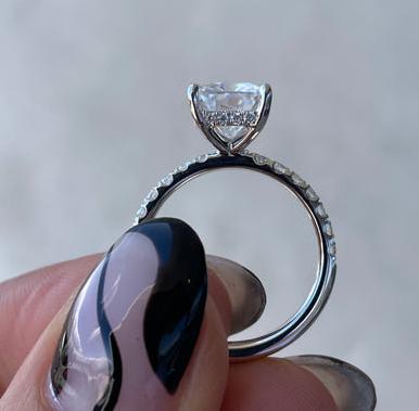 Radiant 3.50tcw Lab Grown Diamond Pave Engagement Ring, D-E-F Color, VVS-VS Clarity