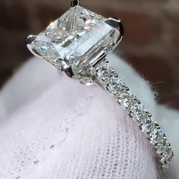 Princess 2.20tcw Lab Grown Diamond Hidden Halo Engagement Ring, D-E-F Color, VVS-VS Clarity - IGI Certified