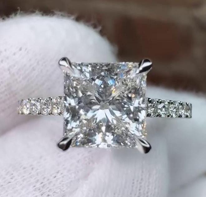 Princess 2.20tcw Lab Grown Diamond Hidden Halo Engagement Ring, D-E-F Color, VVS-VS Clarity - IGI Certified