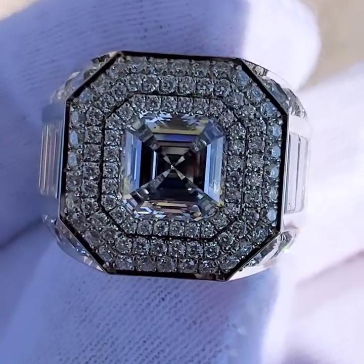 Asscher Cut Men's Engagement Ring 9.50tcw | Lab Grown Diamonds | IGI Certified | Luxury Custom Ring