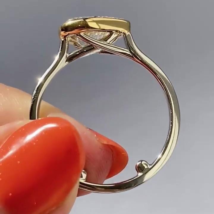 3.00 Carat Pear Fancy Yellow Lab Diamond Ring | East-West Bezel | IGI | Ethical Gold