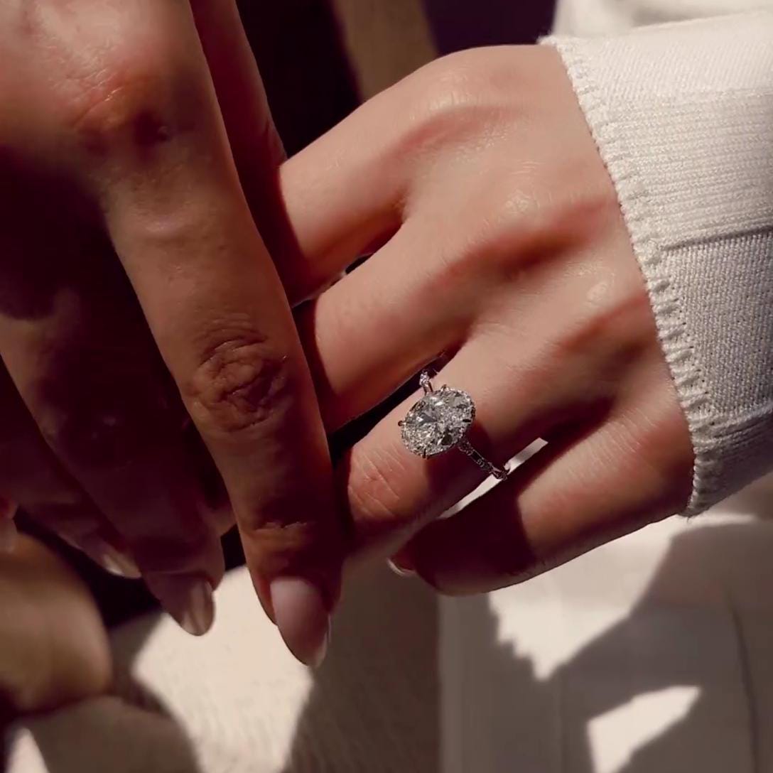 2.30tcw Oval Lab-Grown Diamond Ring | Hidden Halo Engagement | IGI Certified