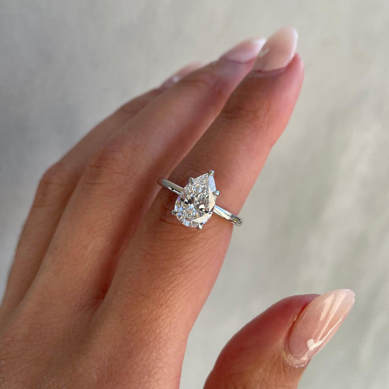 Pear 2.50 Lab Grown Diamond Solitaire Engagement Ring, DEF color, VVS-VS Clarity - IGI Certificate