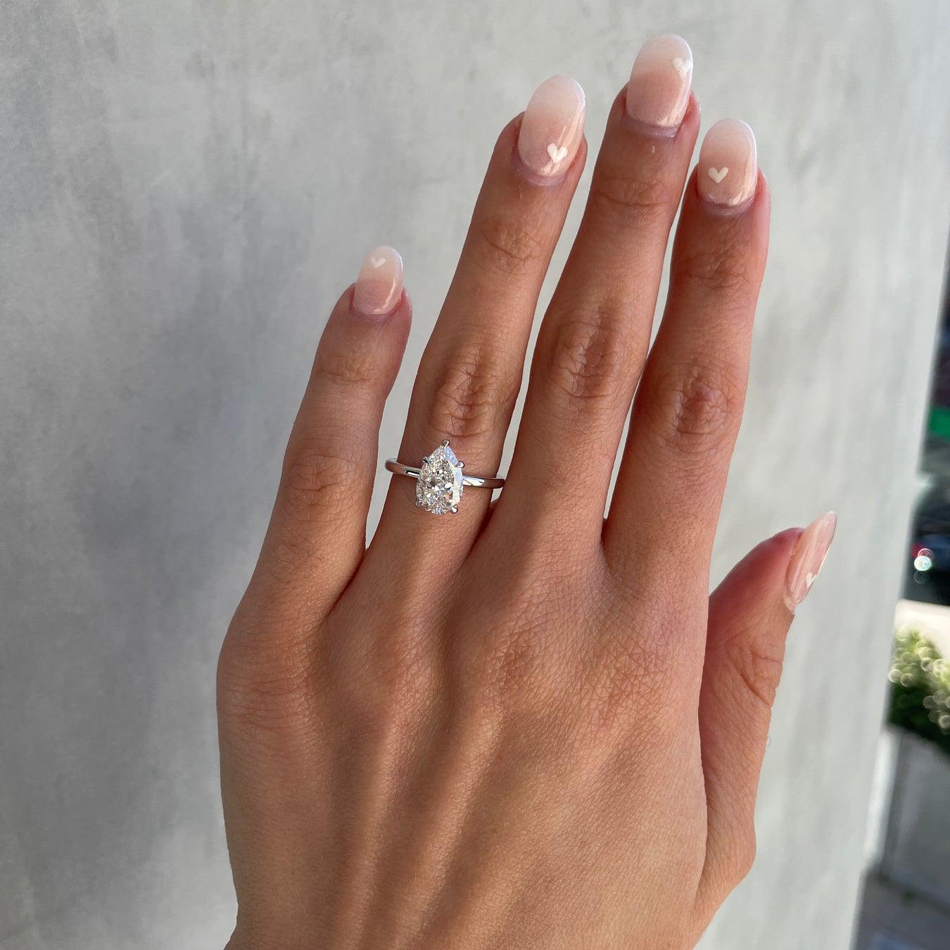 Pear 2.50 Lab Grown Diamond Solitaire Engagement Ring, DEF color, VVS-VS Clarity - IGI Certificate