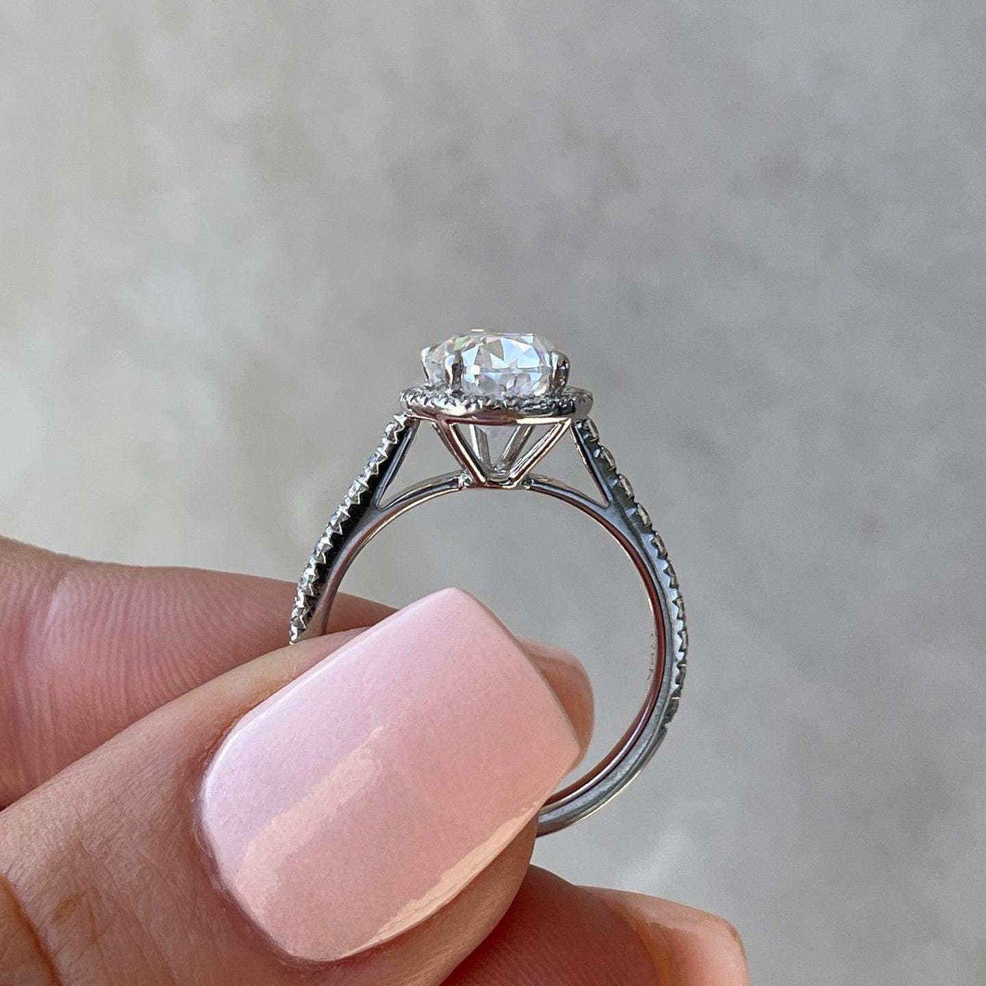 Pear 3.50tcw Lab Grown diamond Halo set Diamond Engagement Ring, D-E-F Color, VVS-VS Clarity - IGI Certificate
