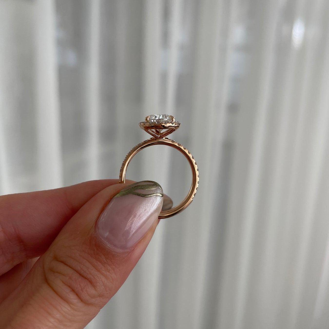 Pear 4.40tcw Lab Created Diamond Pave Halo-Style Engagement ring, DEF Color, VVS-VS Clarity - IGI Certificate