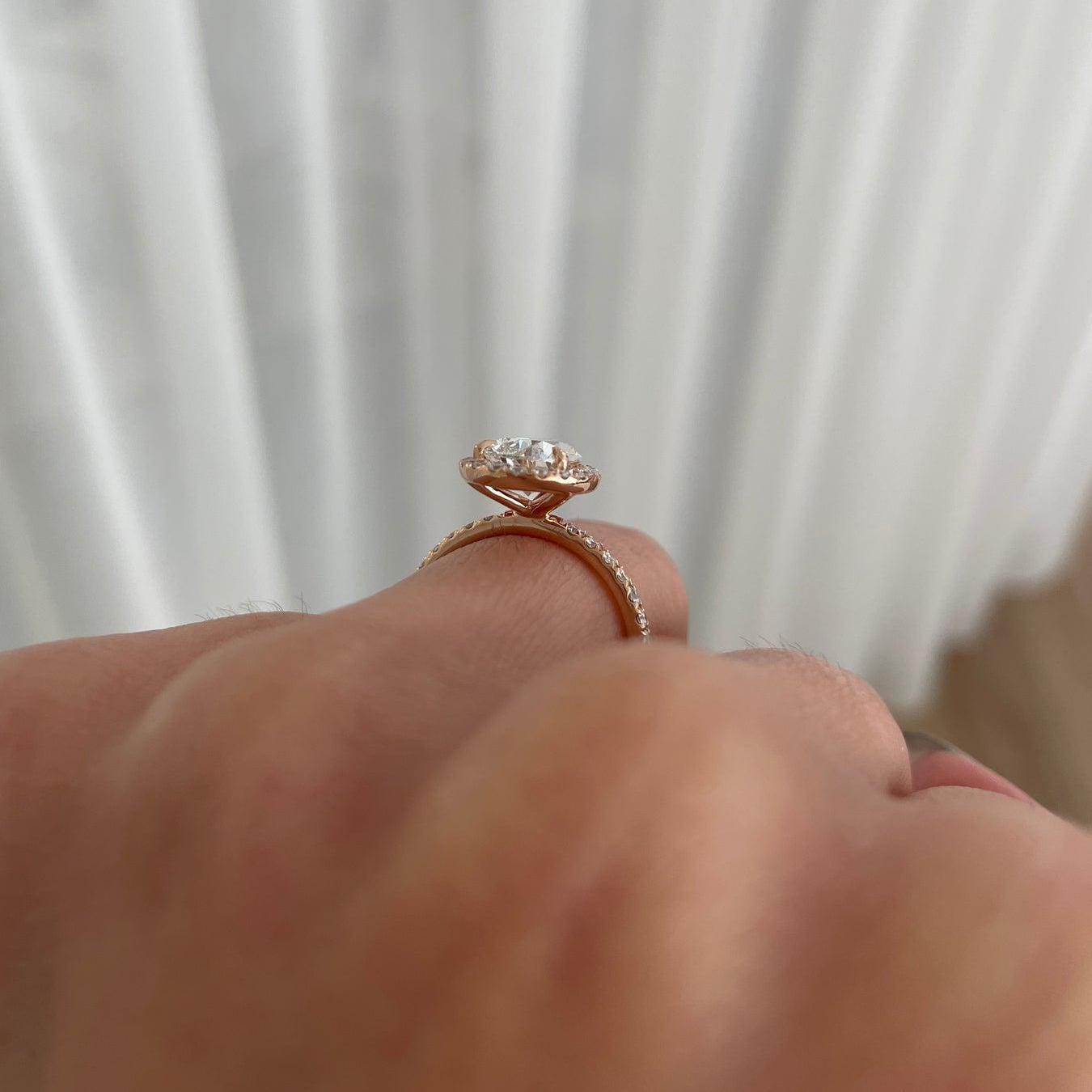 Pear 4.40tcw Lab Created Diamond Pave Halo-Style Engagement ring, DEF Color, VVS-VS Clarity - IGI Certificate
