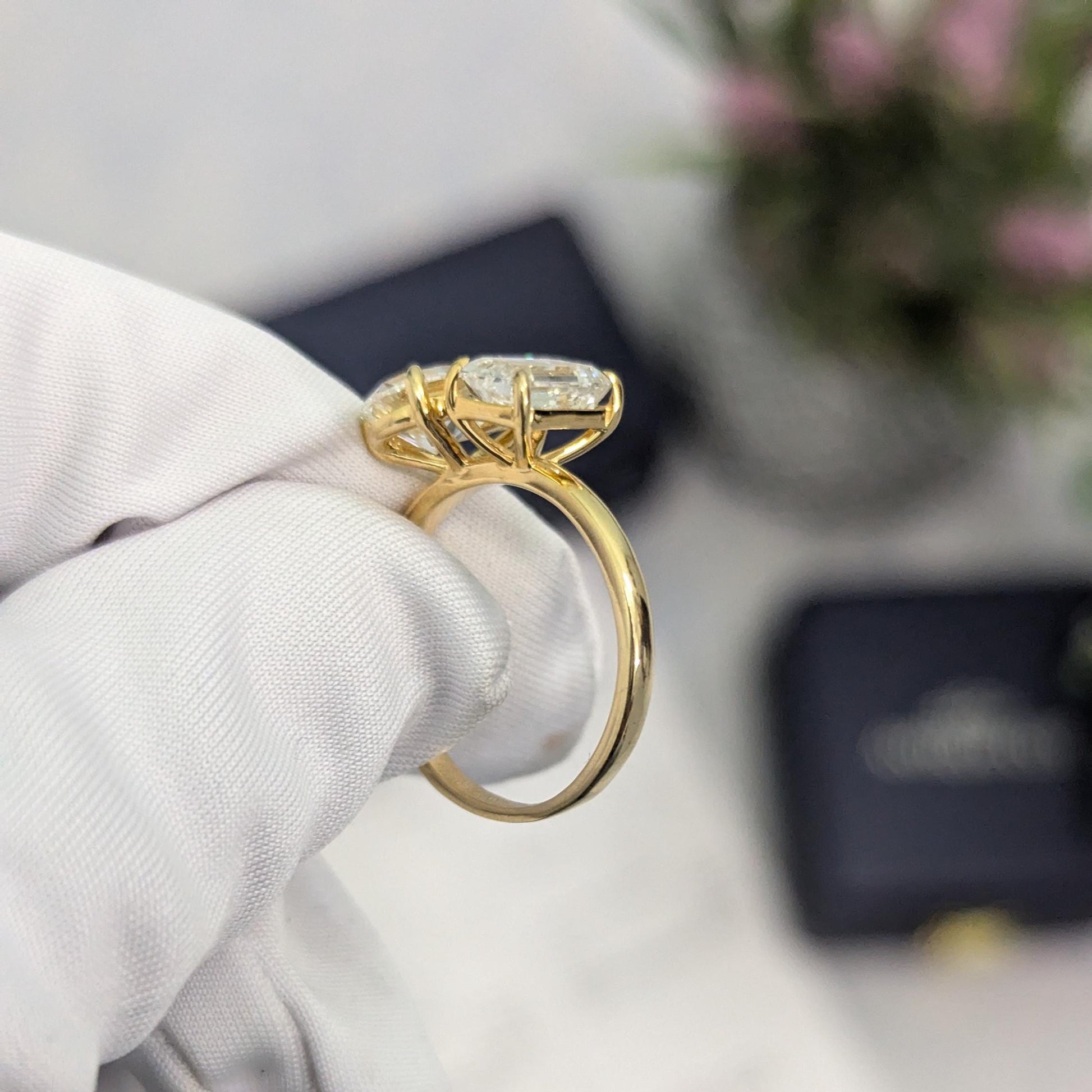 Pear & Emerald 3.00tcw Lab Grown Toi et Moi Engagement Ring | IGI Certified