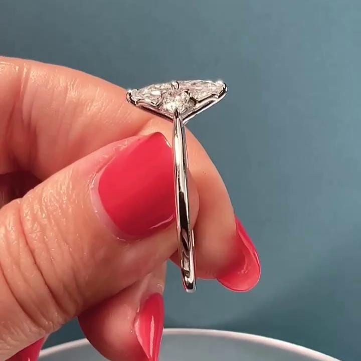 Marquise 3.50tcw Lab Grown Diamond Three Stone Engagement Ring, DEF Color, VVS-VS Clarity