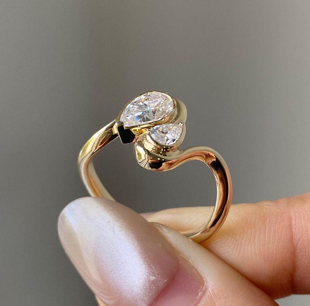 Double Pear 1.50tcw Lab-grown Diamond Engagement Ring, EF Color, VS Clarity, IGI Certified