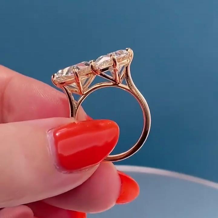 7.00tcw Heart And Pear Toi Et Moi Lab Diamond Ring | IGI Certified | VVS | DEF Color | Ethical Gold