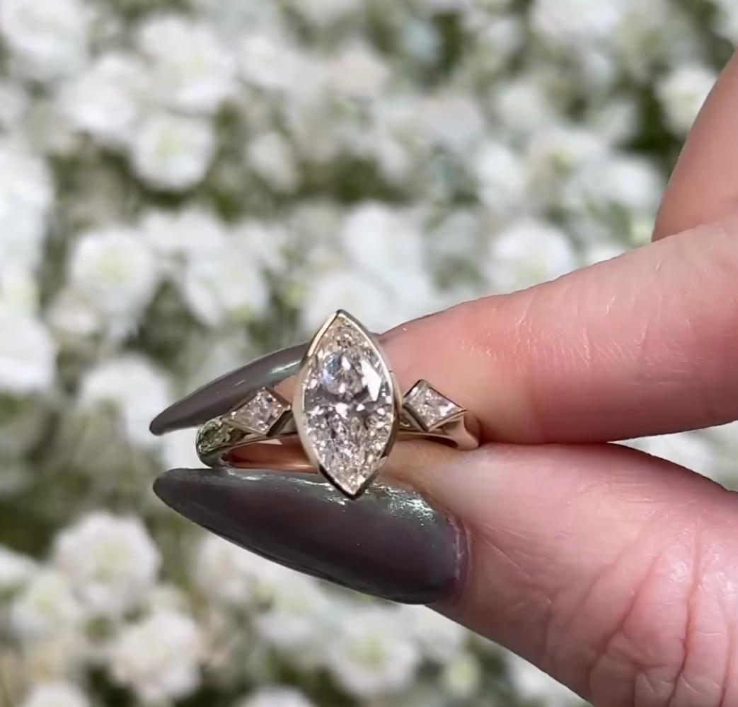 Marquise 2.30tcw Lab Diamond Three Stone Cathedral Ring | DEF VVS–VS | IGI Certified