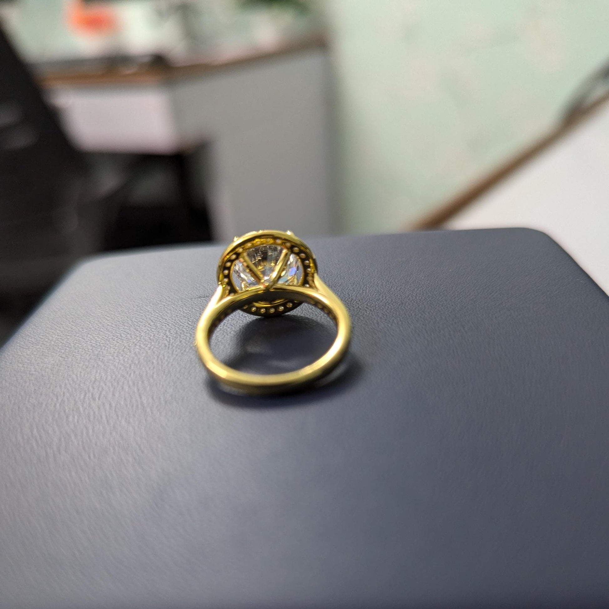 Round 3.40tcw Lab Diamond Halo Engagement Ring | DEF Color | IGI Certified | Pave Set VVS–VS