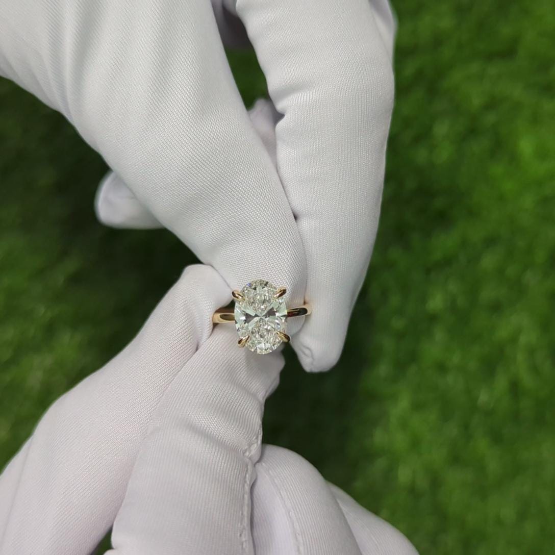 Oval 3.50ct Lab Grown Diamond Solitaire Engagement Ring, D-E-F Color, VVS-VS Clarity - IGI Certificate