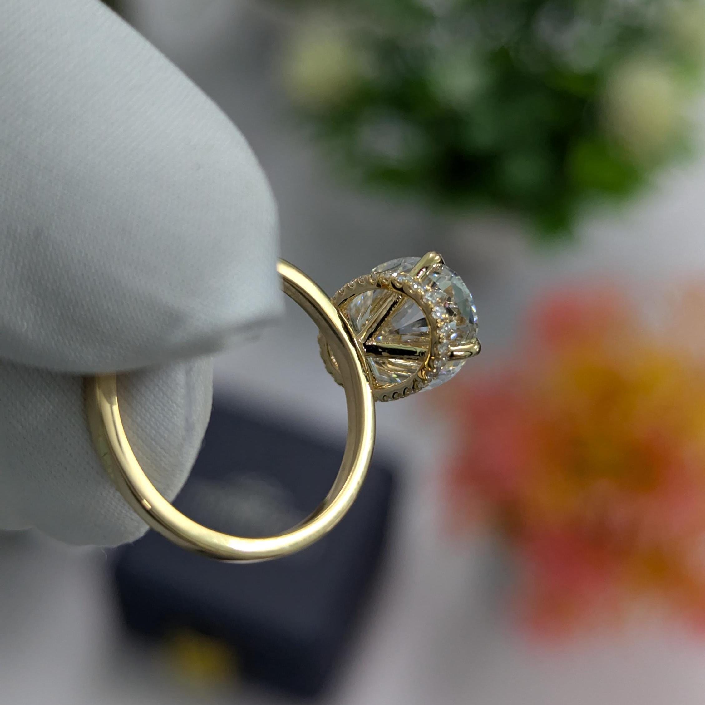 Oval 4.10tcw Lab Grown Diamond Hidden Halo Engagement Ring, D-E-F Color, VVS-VS Clarity, IGI Certified