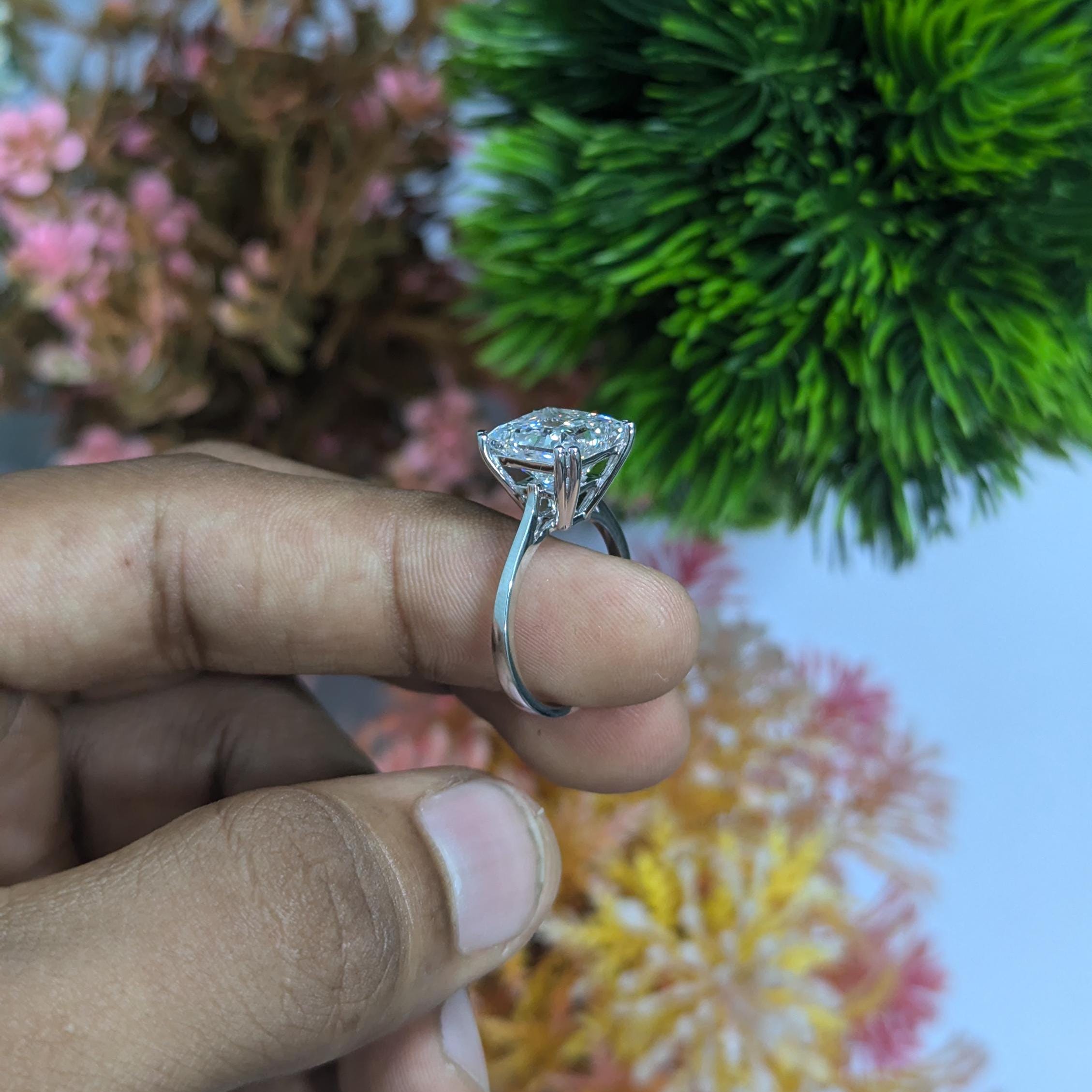 Princess 5.50ct Lab Grown Diamond Double Prong Solitaire Engagement Ring, DEF Color, VVS-VS Clarity