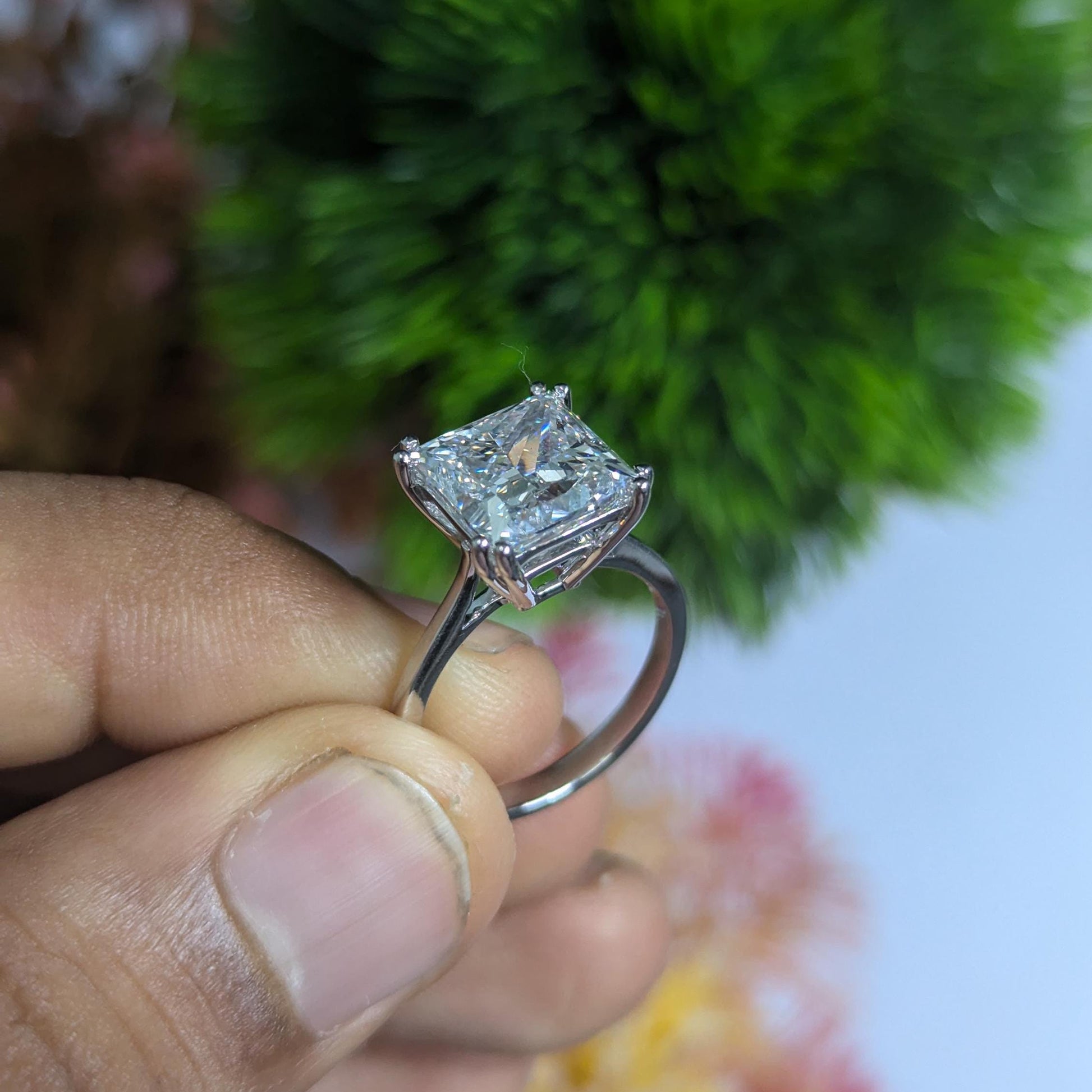 Princess 5.50ct Lab Diamond Double Prong Solitaire Ring | IGI | D-E-F | VVS–VS