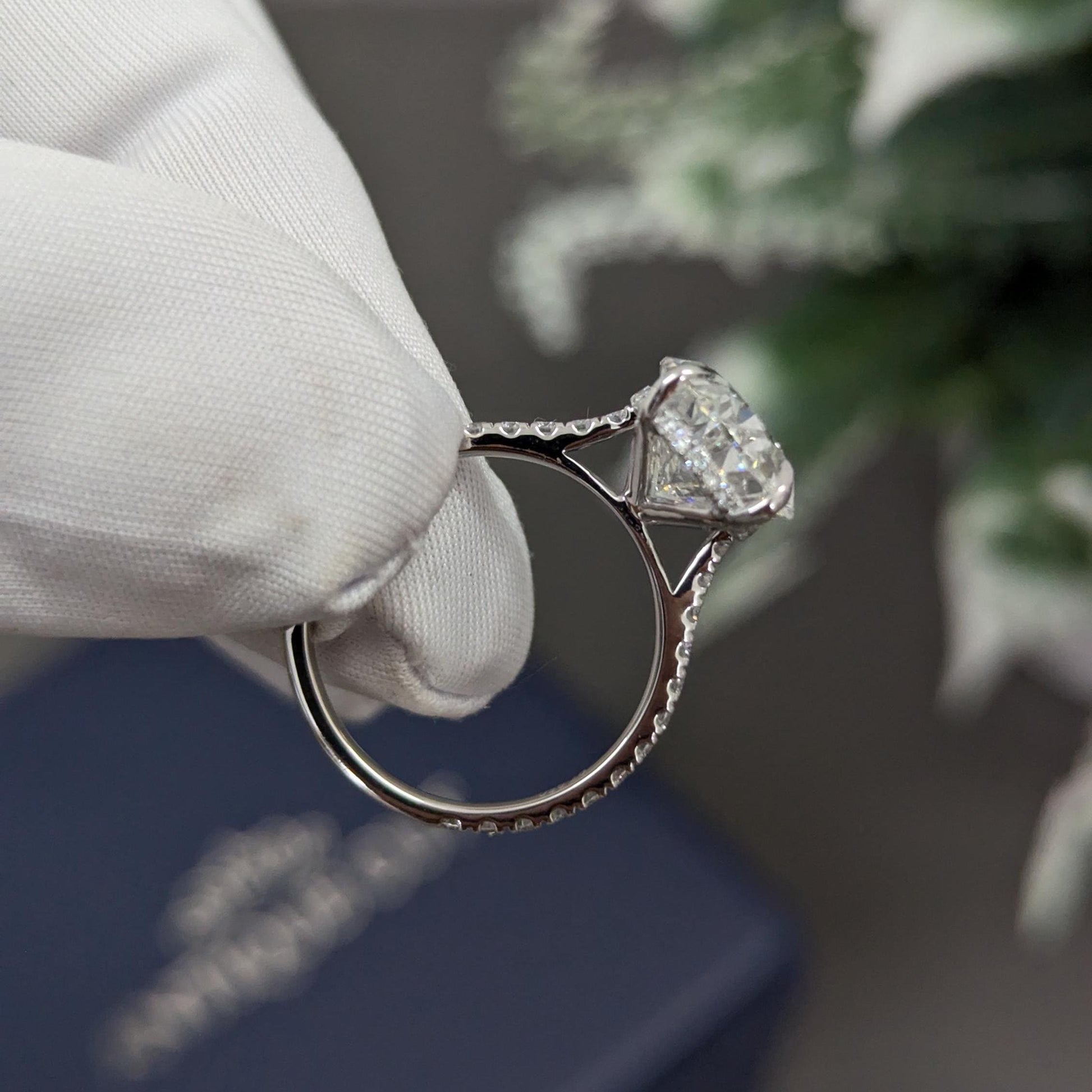 Oval 5.40tcw Lab Diamond Hidden Halo Pave Engagement Ring | IGI Certified | DEF VVS–VS