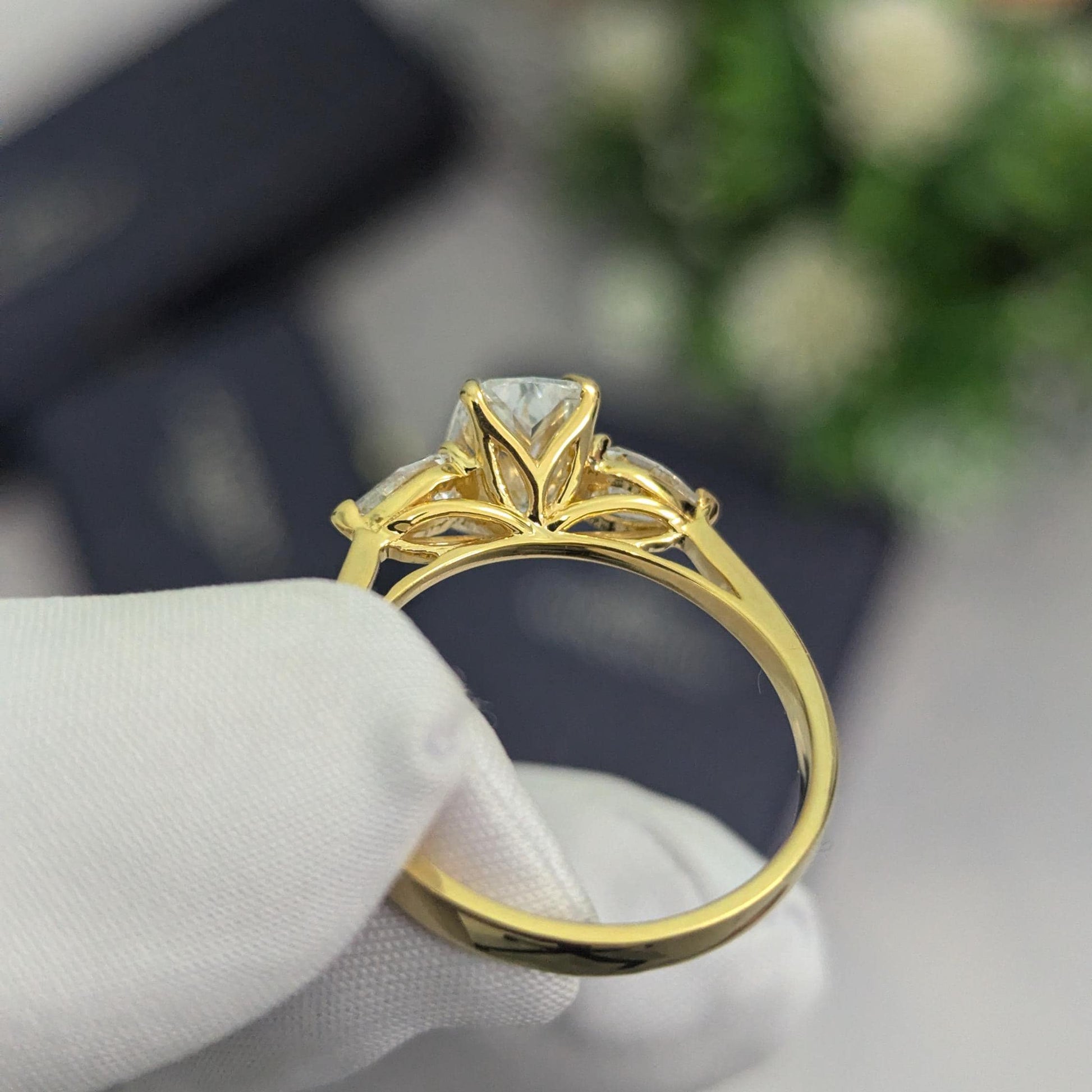 2.40tcw Cushion Lab Diamond Engagement Ring | Pear Accents | IGI Certified | Ethical Jewelry