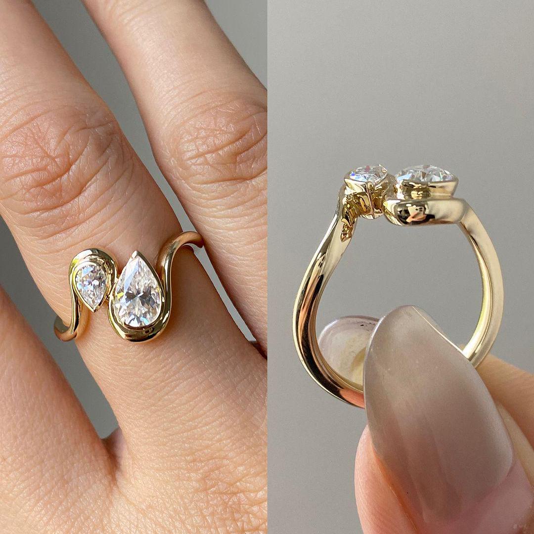 Double Pear 1.50tcw Lab-grown Diamond Engagement Ring, EF Color, VS Clarity, IGI Certified