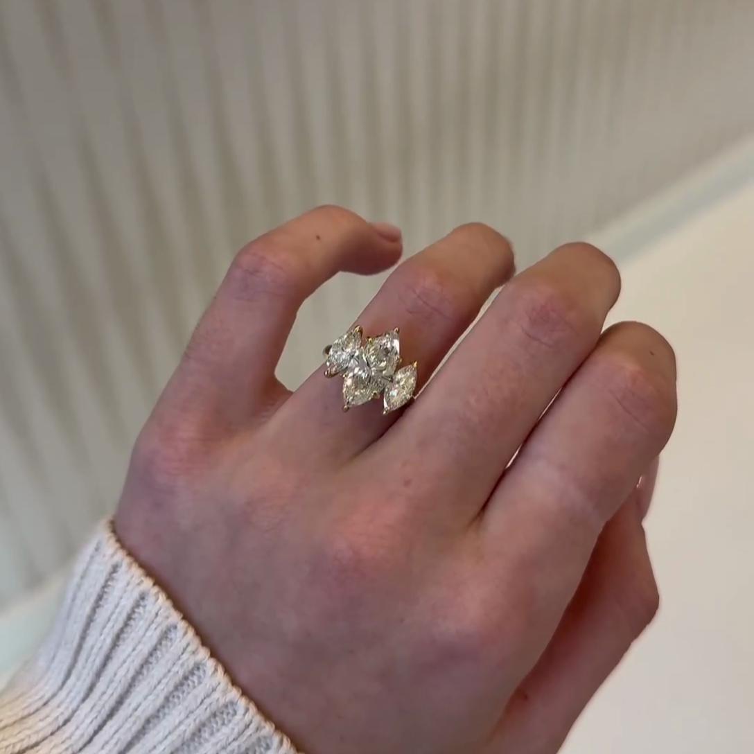 7.00tcw Marquise Lab Diamond Three Stone Engagement Ring | IGI Certified