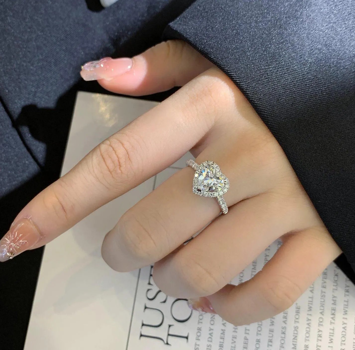 2.20tcw Heart Lab Grown Diamond Engagement Ring | Halo Pavé Cathedral | IGI Certified | Custom Gold