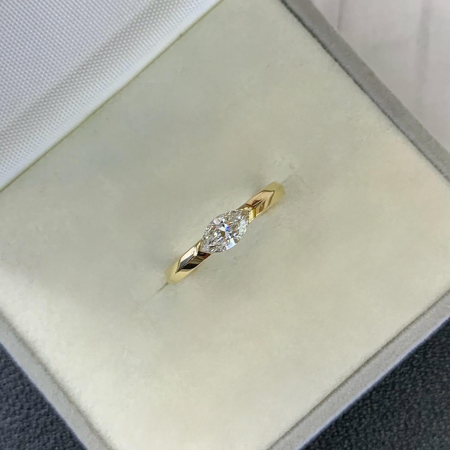 Marquise 0.50tcw Lab Grown Diamond East-West Solitaire Pave Engagement Ring, D-E-F Color, VVS-VS Clarity - IGI Certificate