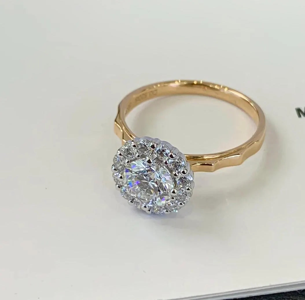 Round 1.60tcw Lab Diamond Halo Pave Engagement Ring | IGI Certified DEF VVS–VS | Yellow Gold