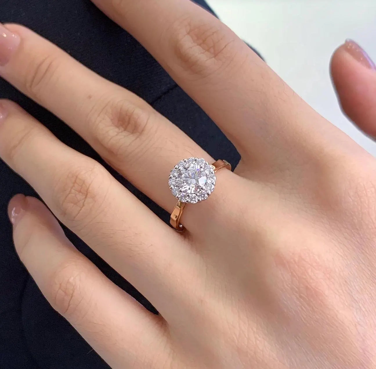 Round 1.60tcw Lab Diamond Halo Pave Engagement Ring | IGI Certified DEF VVS–VS | Yellow Gold