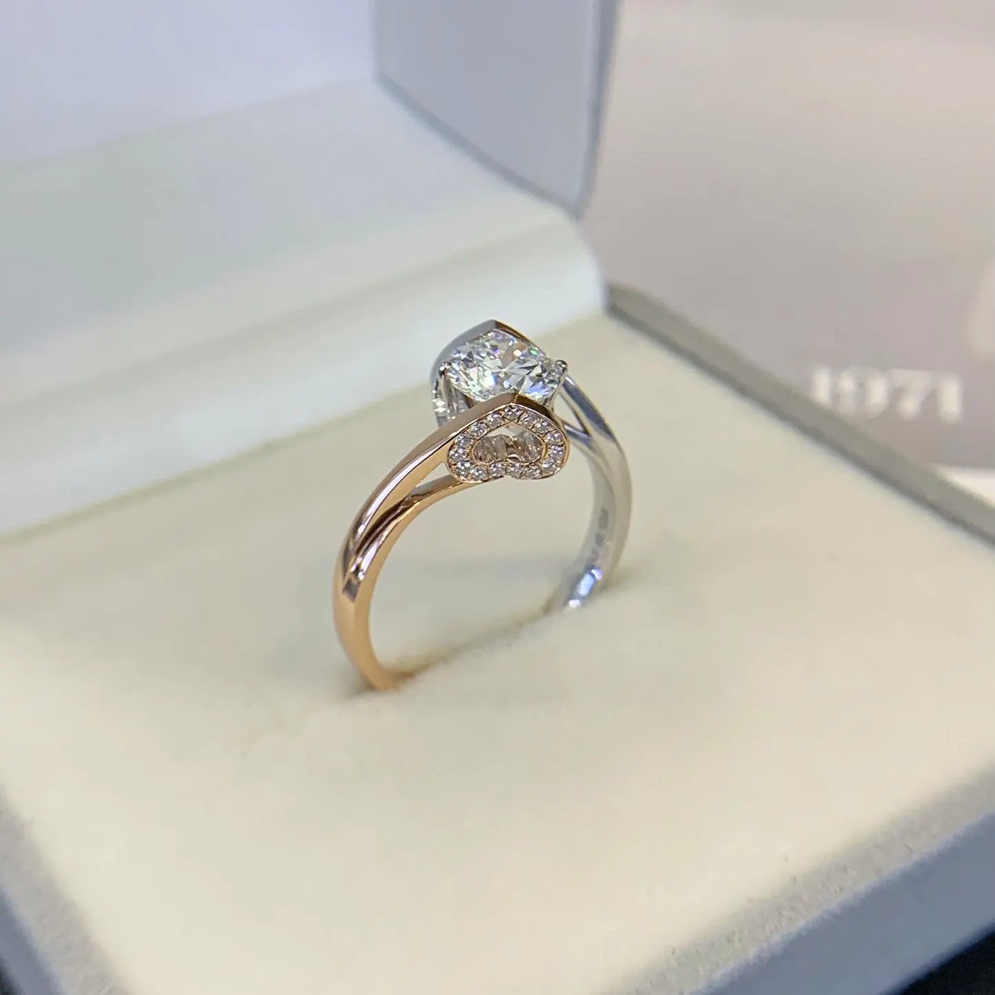 1.60tcw Round Lab Diamond Engagement Ring | Bypass Band | Two-Tone Gold | IGI Certified