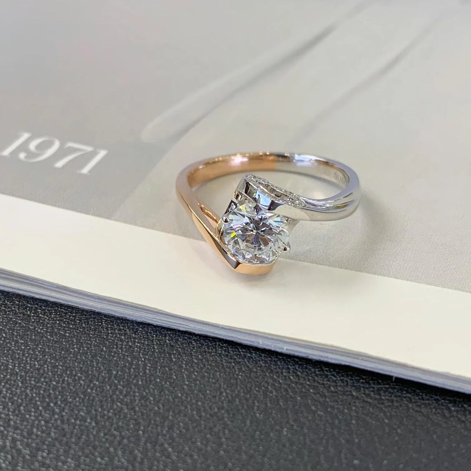 1.60tcw Round Lab Diamond Engagement Ring | Bypass Band | Two-Tone Gold | IGI Certified