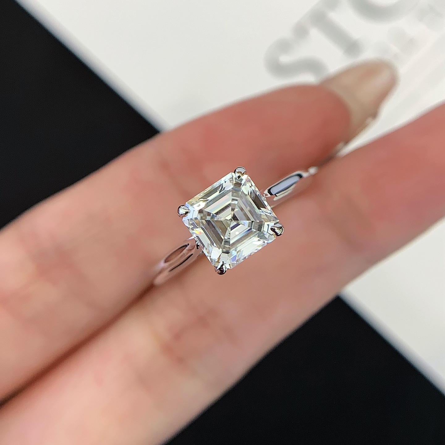 2.20ct Asscher Lab Diamond Solitaire Ring | Cathedral Setting | IGI Certified | Custom Gold