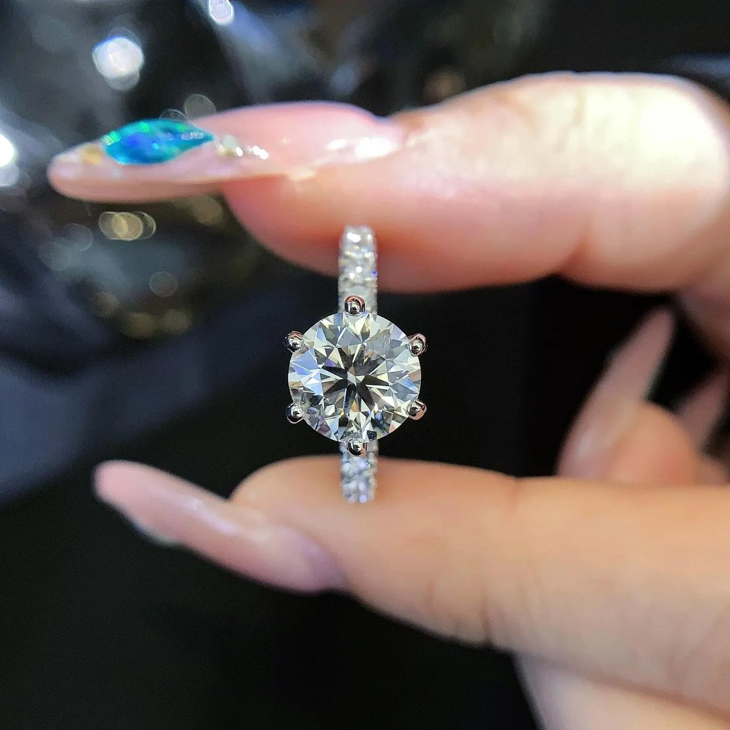 Round 3.30tcw Lab Diamond Accent Engagement Ring | IGI Certified