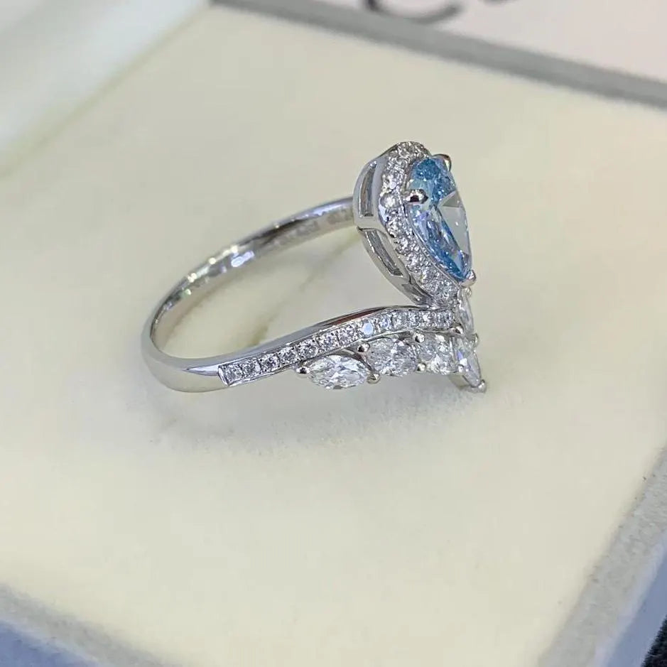 Fancy Pear 2.30tcw Lab Grown Diamond Halo With Unique Design Engagement Ring, VVS-VS Clarity - IGI Certified