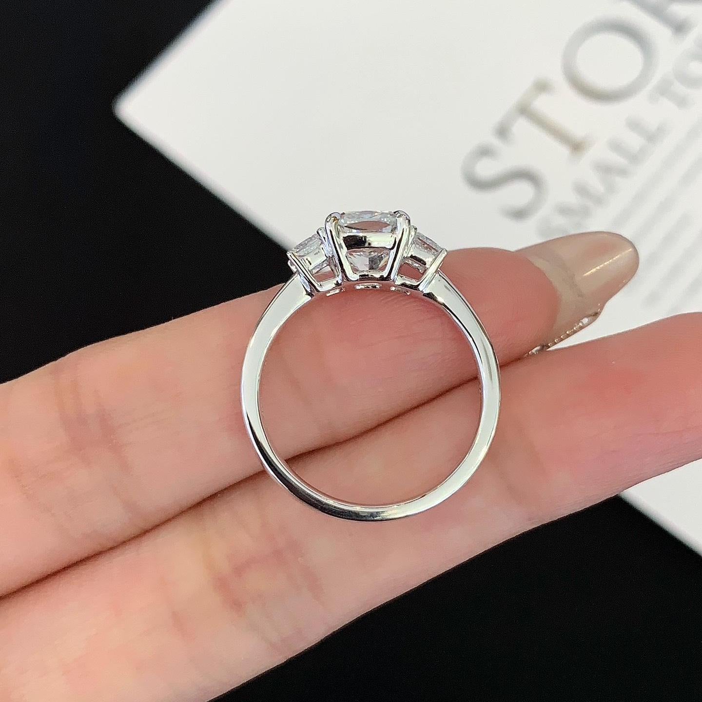 Cushion 2.50tcw Lab Diamond Three Stone Ring with Princess Sides | IGI Certified | D-E-F | VVS–VS