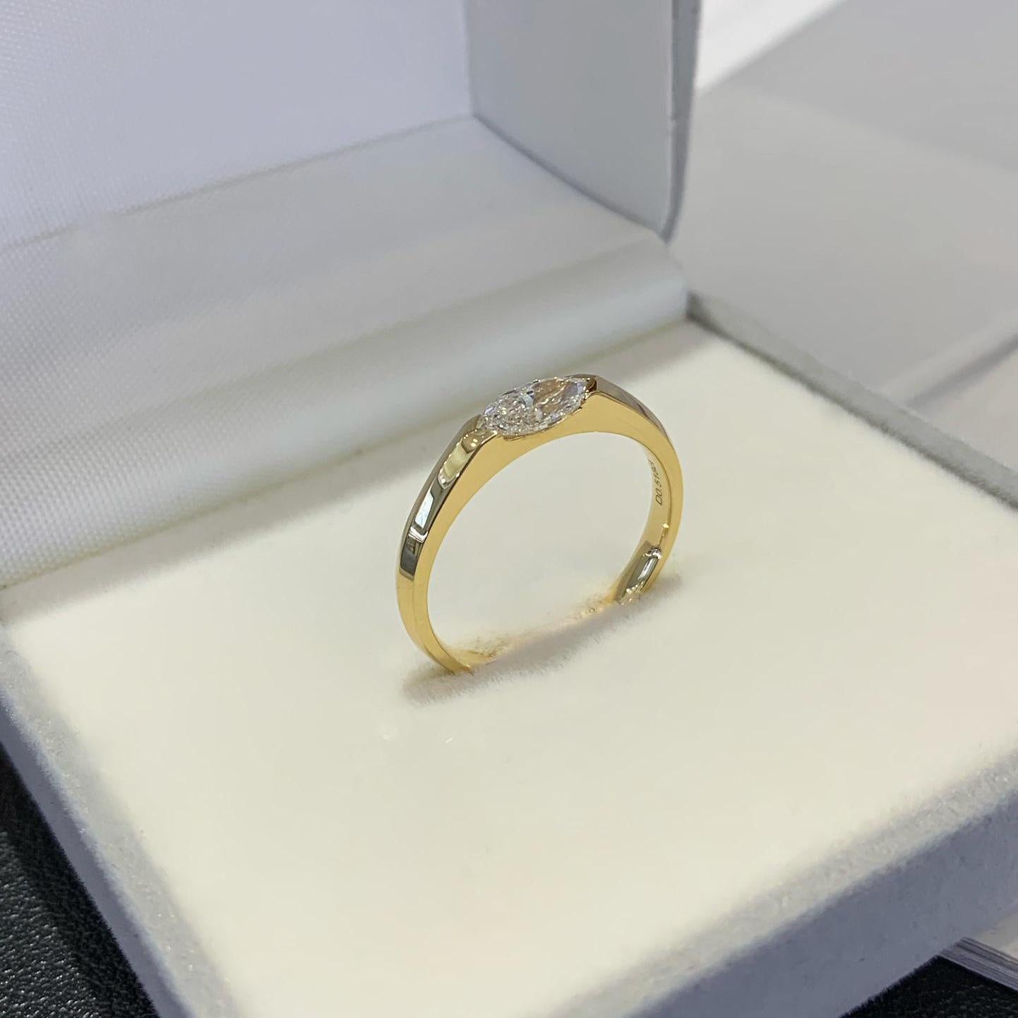 Marquise 0.50tcw Lab Grown Diamond East-West Solitaire Pave Engagement Ring, D-E-F Color, VVS-VS Clarity - IGI Certificate