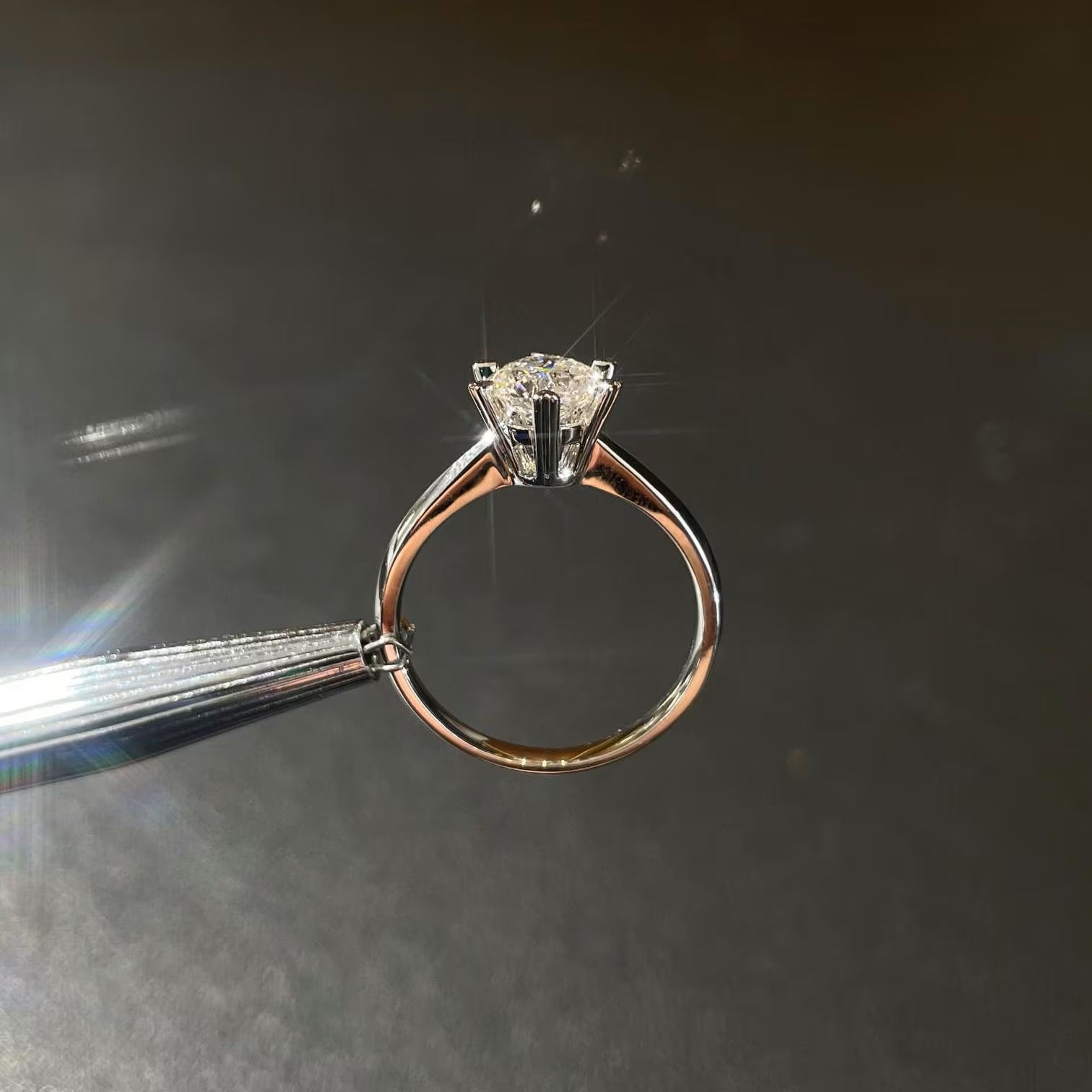 Round 1.50ct Lab Grown Diamond Six Heart Shape Claw Solitaire Pave Engagement Ring, D-E-F Color, VVS-VS Clarity - IGI Certified